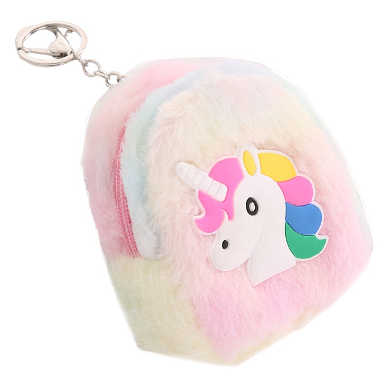 Estilo coreano ins unicornio felpa monedero estudiante portátil auricular moneda bolsa multifuncional almacenamiento clave caso