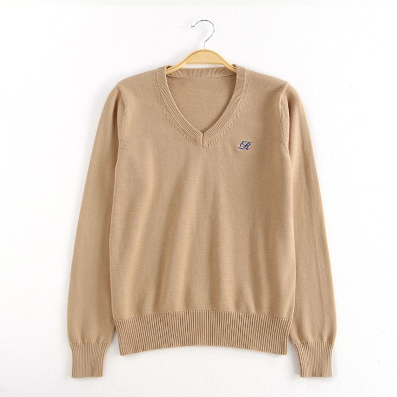 【工場直送】水渓中/JKセーターセットVネックプルオーバー制服刺繍jkニット立体模様|undefined