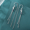 Swan, long universal earrings with tassels, 925 sample silver, bright catchy style, simple and elegant design