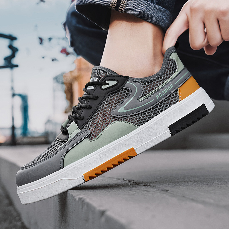 2025 zapatos de malla para hombre zapatos de malla hueca transpirables de una sola malla para estudiantes deportes y ocio zapatillas de deporte pequeñas blancas zapatos de moda nuevos