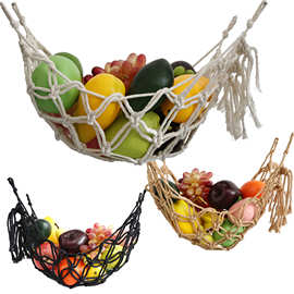 简易手工棉绳编织厨房挂网网兜水果蔬菜面条橱柜网吊篮吊架置物架