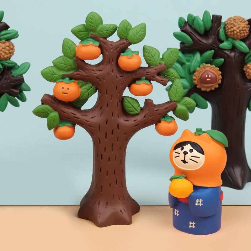 Zakka Cat Japanese Orange Cat Citrus Cat Cute Handmade Ornaments Cute Capsuless Home Resin Crafts Small Ornaments