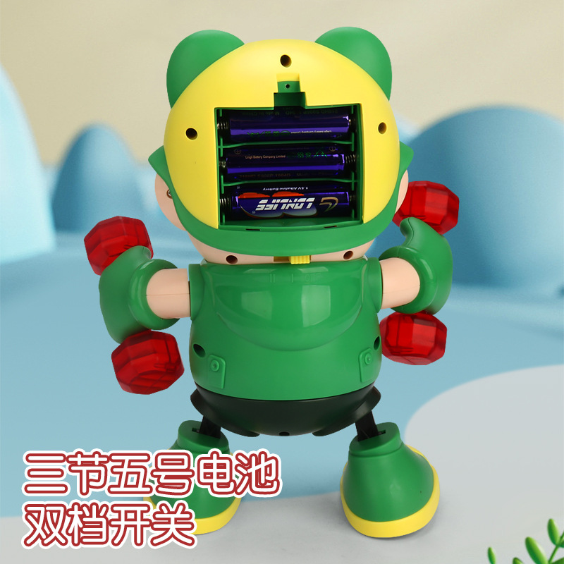 Oso de fresa baile eléctrico música luz columpio baile dibujos animados animal fitness experto muñeca eléctrica