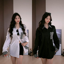 男士夏季时尚休闲高品质轻奢简约男女同款高级感透气撞色衬衫高端