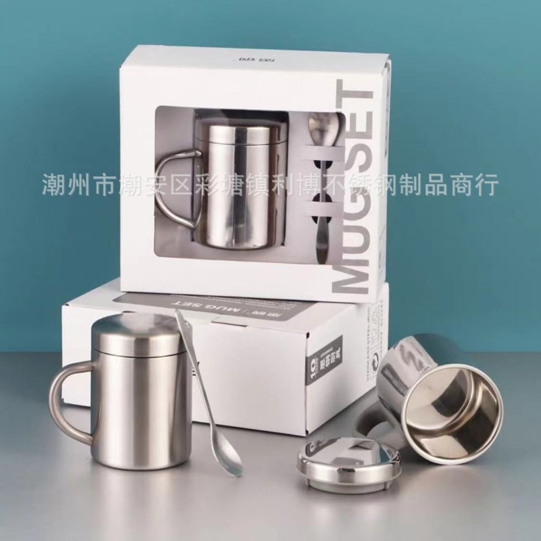 Taza de acero inoxidable 304, taza de agua de doble capa, taza para estudiantes de guardería, taza para cantina, restaurante, taza de té, uso comercial