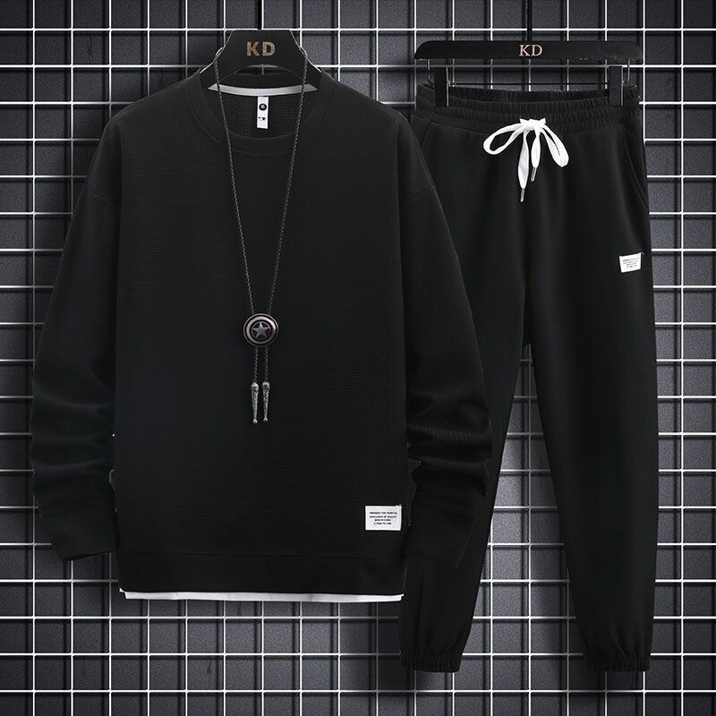 Wholesale Suit for Men with a Complete Set of Waffle Sweatshirts and Sweatpants Multi-Color Cheap and Handsome Two-Piece Set Cross-Border Direct Sales Wholesale Suit for Men with a Complete Set of Waffle Sweatshirts and Sweatpants Multi-Color Cheap and Handsome Two-Piece Set Cross-Border Direct Sales