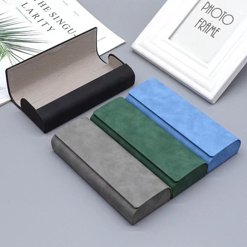 Nueva caja de gafas de cuero de alta gama para hombres y mujeres, caja de gafas ópticas para miopía con montura grande, caja de gafas antideslizante y anticompresión, spot al por mayor