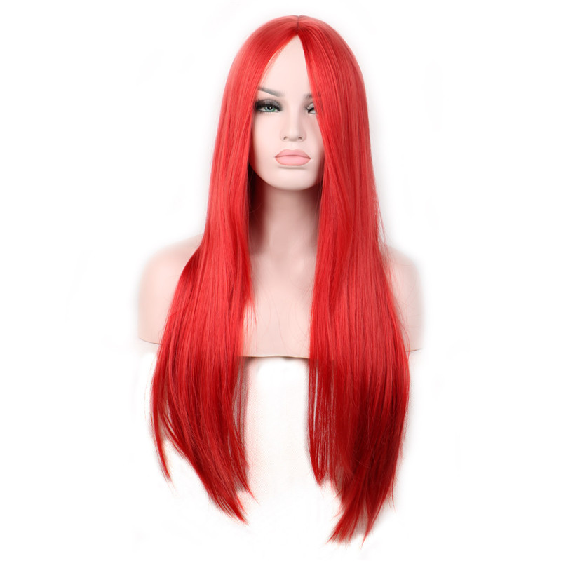 Women's Sweet Party Street High Temperature Wire Long Bangs Long Straight Hair Wigs display picture 2