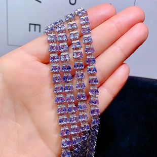 Explosions 925 silver inlaid tanzanite oT buckle bracelet. Main stone size 3*4 drops