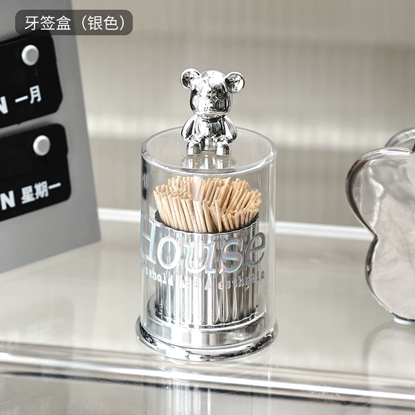 Bear toothpick box (silver)