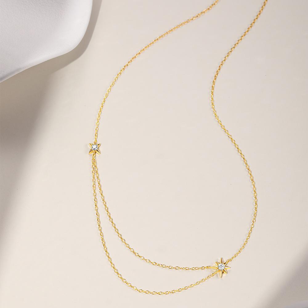 Simple Style, Shiny Style 925 Sterling Silver Zircon Chain Inlay Geometric Earrings Necklace