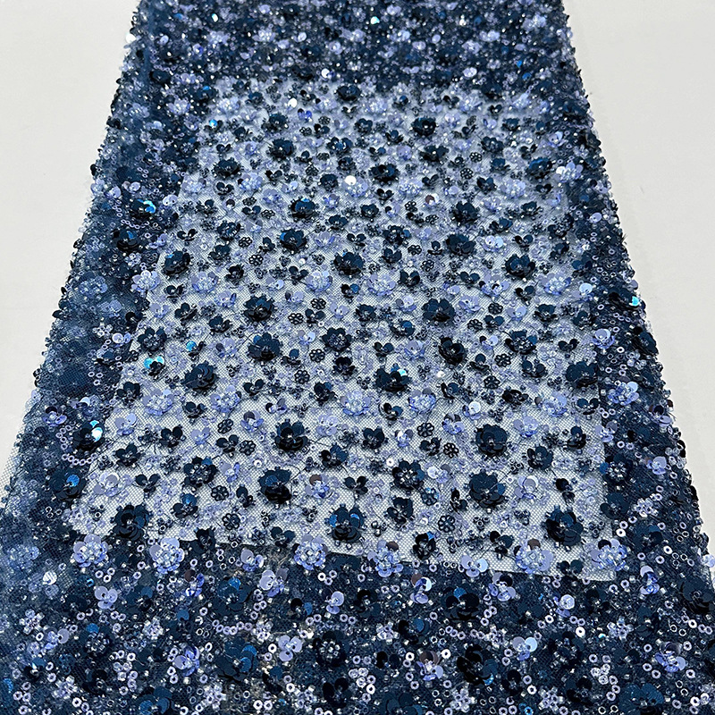 Spot sequinilla pequeña flor de ciruela cuentas tubo bordado de tela de bordado tridimensional de moda vestido de boda tela image 13