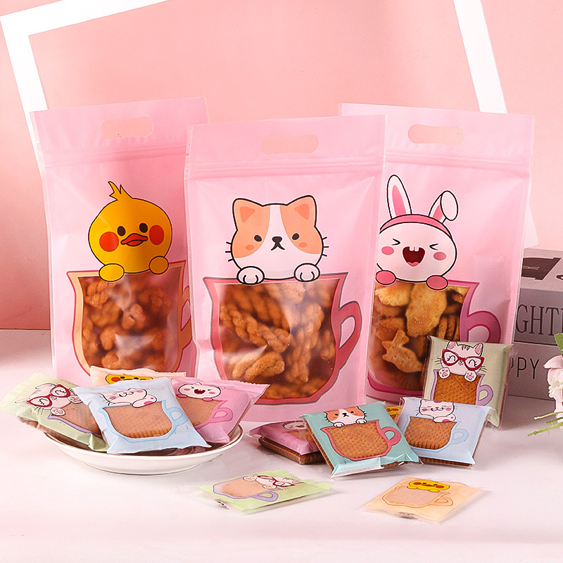 Año nuevo comida ziplock bolsa de dulces para hornear copo de nieve crujiente turrón galleta burro ocultar gelatina pastel bocadillo plástico sellado bolsillo