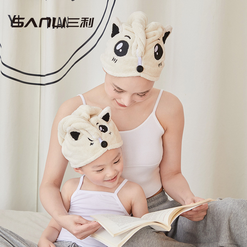 Sanli Dry Hair Towel Absorbent Turban Scrubbing Head Towel Coral Velvet Soft Cartoon Dry Hair Cap Family Shower Cap Sanli Dry Hair Towel Absorbent Turban Scrubbing Head Towel Coral Velvet Soft Cartoon Dry Hair Cap Family Shower Cap