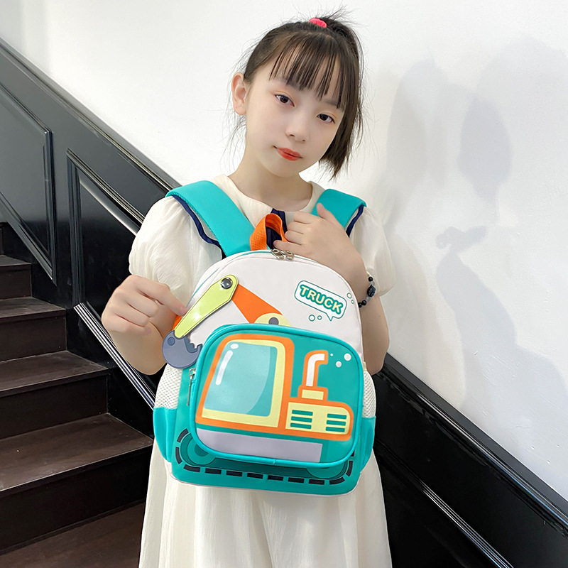 Jardín de infantes lindas mochilas para bebés caricaturas interesantes excavadoras mochilas para niños y niñas mochilas para niños de gran capacidad
