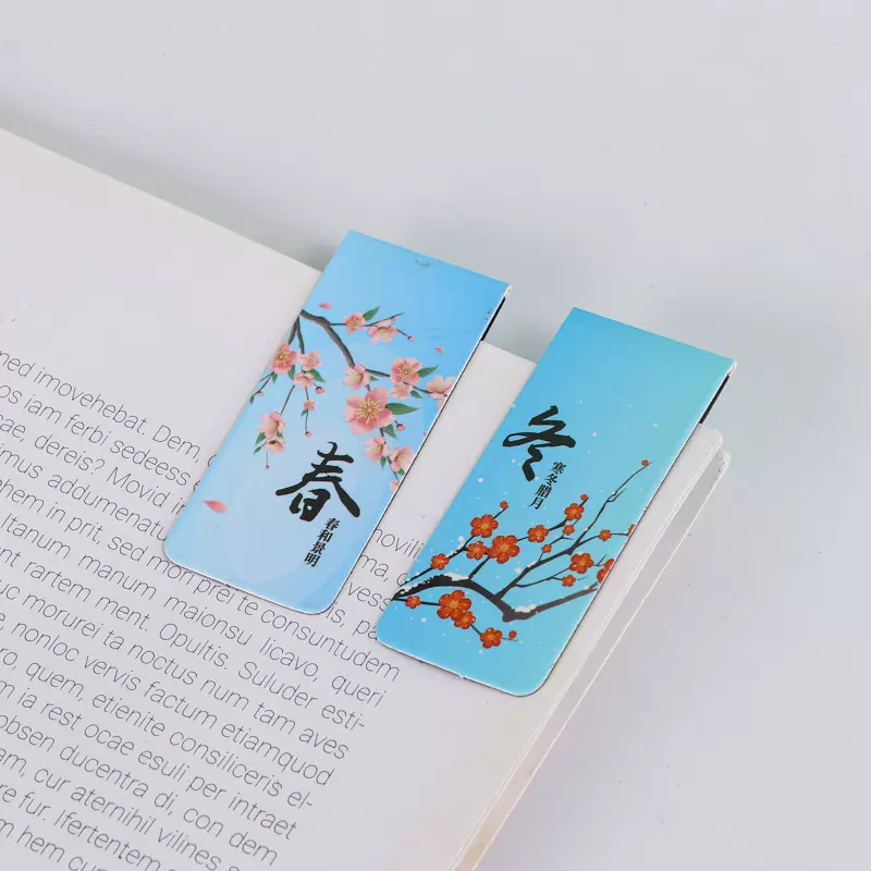 创意四季磁性书签套装批发中国风春夏秋冬文艺书签 学生文具礼品