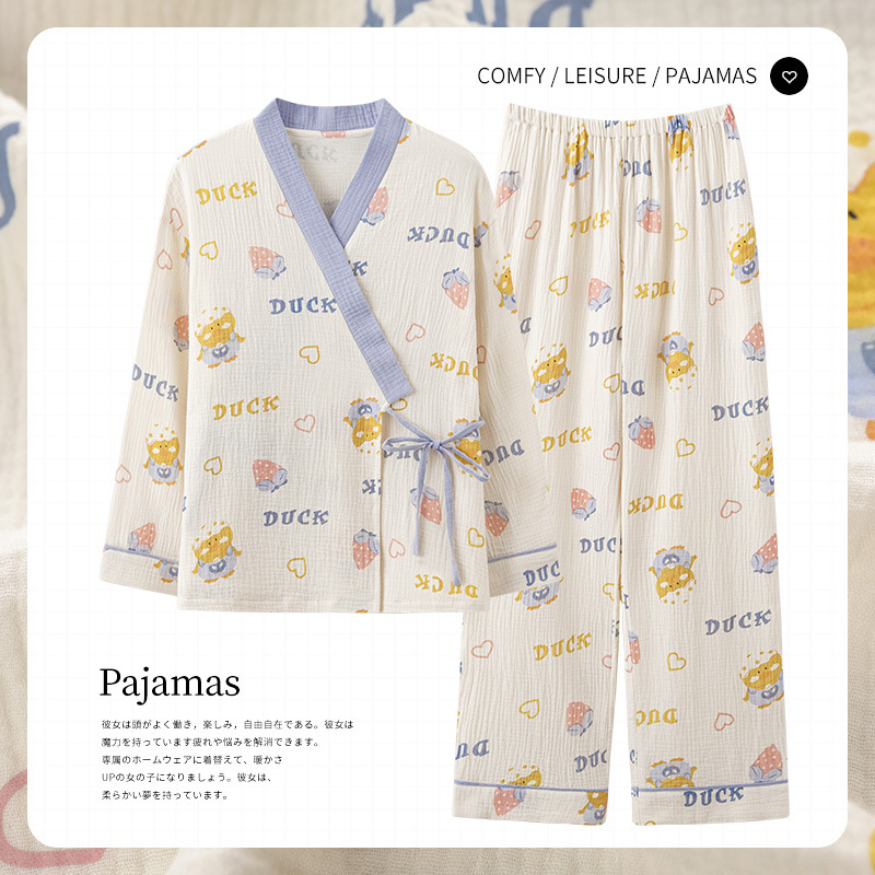 거즈 문 원피스 잠옷 여성의 봄과 가을 면화 긴 소매 플러스 사이즈 임산부 모유 수유 의류 복부 바지 조정 가능한 홈 옷