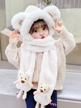 儿童帽子冬季保暖口罩围脖手套一体帽超萌加绒加厚防风护耳套头帽