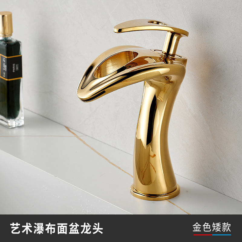 Grifos creativos de cascada gris lavabo gabinete de baño frío y caliente agregar lavabo de cobre doméstico