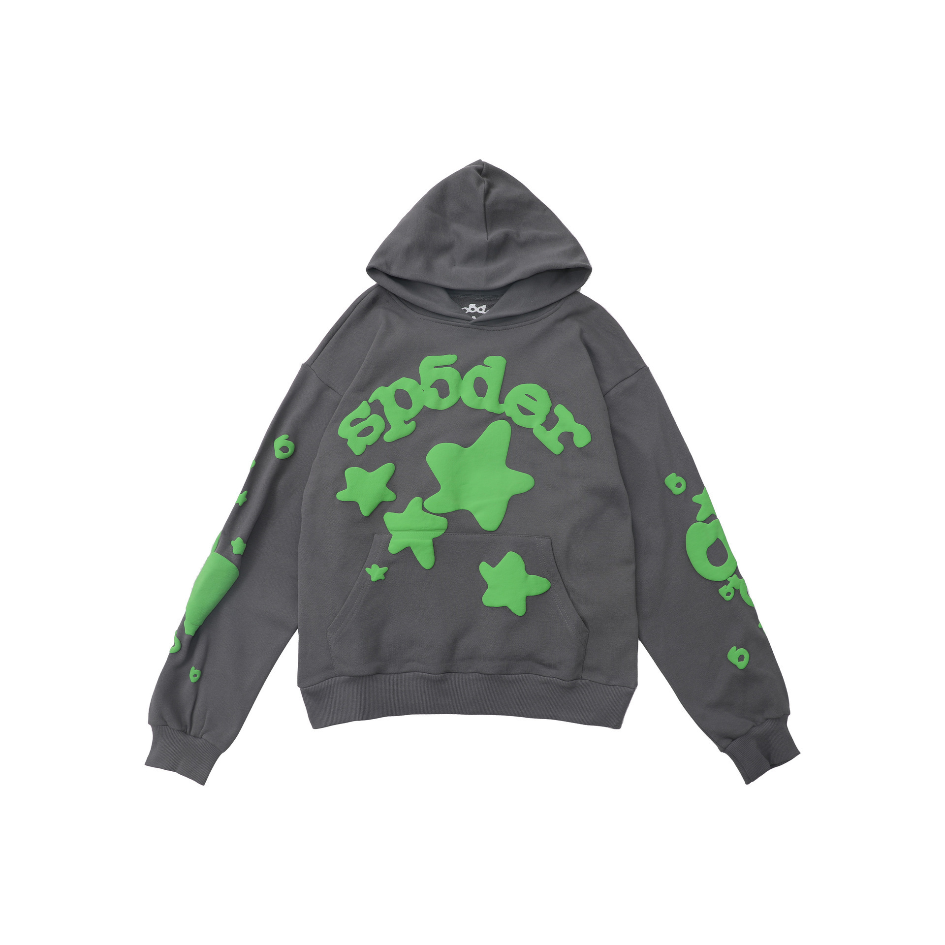 Sp5der Sweater Star Puff Print Dark Grey Green
