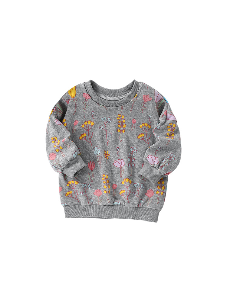 Malwee niñas camisas casuales vestidos de otoño nuevos niños europeos y estadounidenses impresión de aire extranjero camisa de cuello redondo camisa de manga larga