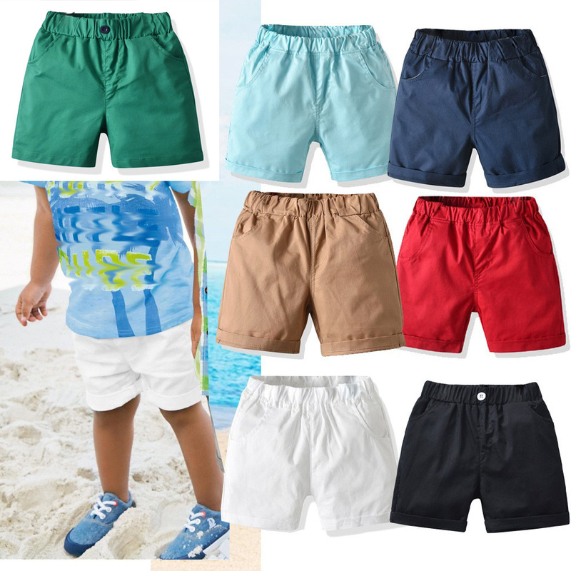 2024 New Boys' European and American Woven Shorts Small and Medium-sized Children's Treasure Summer Outer Wear Fashionable Handsome Pants Dress Pants