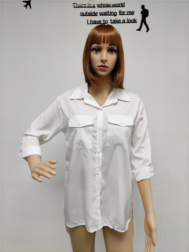 Basic Solid Color Blouses Polyester Tops display picture 7