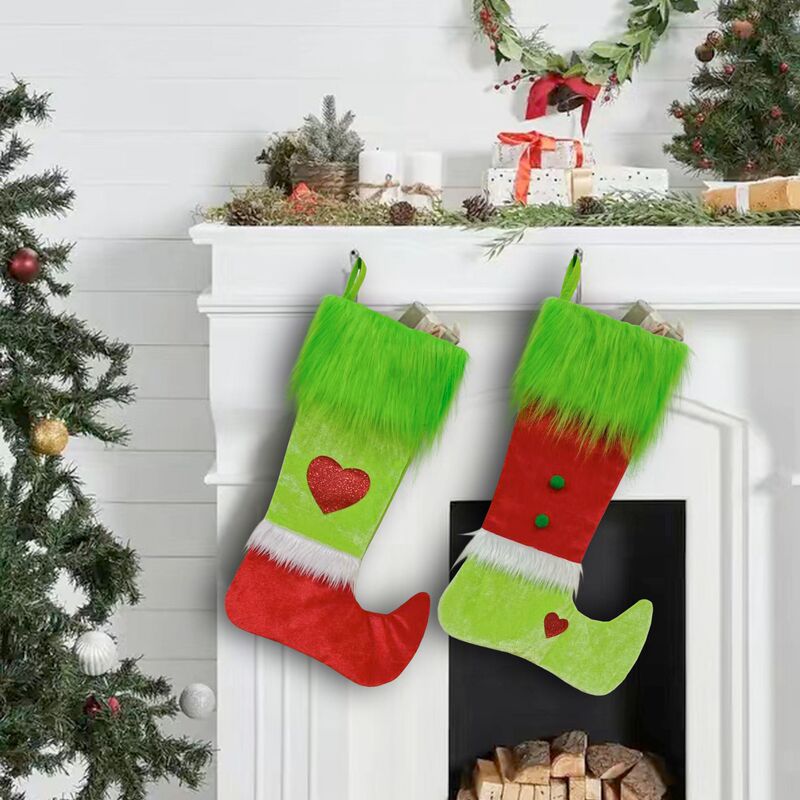 Cross-Border Grinch Christmas Stocking Christmas Tree Decoration Candy Bag Christmas Pendant Plush Elf Christmas Gift Bag Cross-Border Grinch Christmas Stocking Christmas Tree Decoration Candy Bag Christmas Pendant Plush Elf Christmas Gift Bag