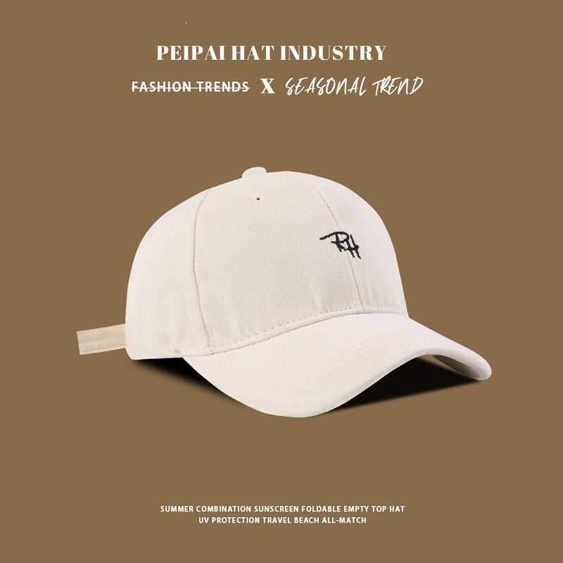 Embroidered long RH baseball cap py beige