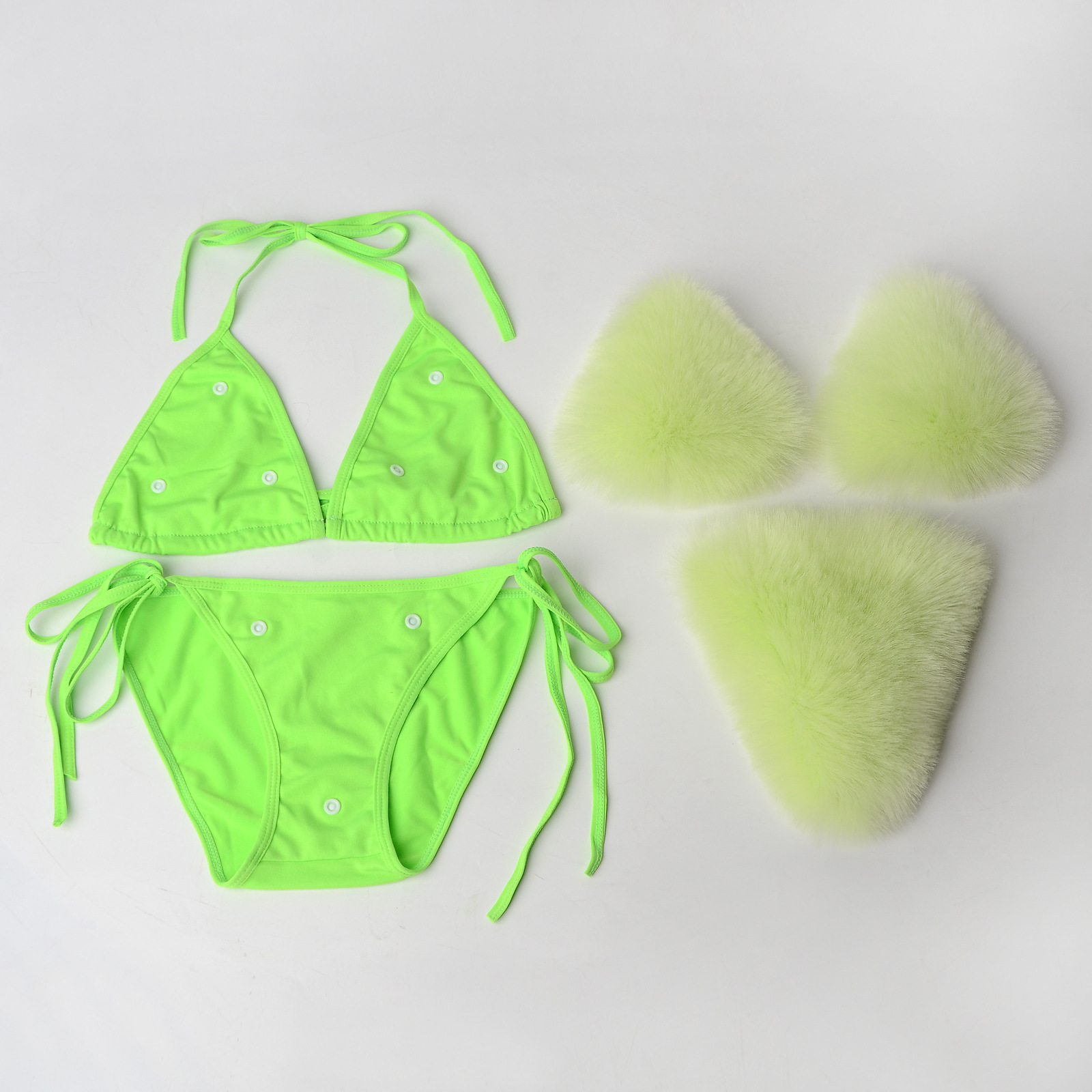 Women's Solid Color 2 Pieces Set Bikinis Swimwear display picture 2