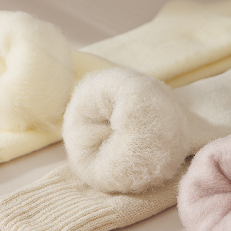Kašmyro pečių kojinės moteriškos rudens ir žiemos vilnos pamušalu storos šiltos pusvamzdžio kojinės moteriškos vilnos kojinės miego kojinės_voghion.com