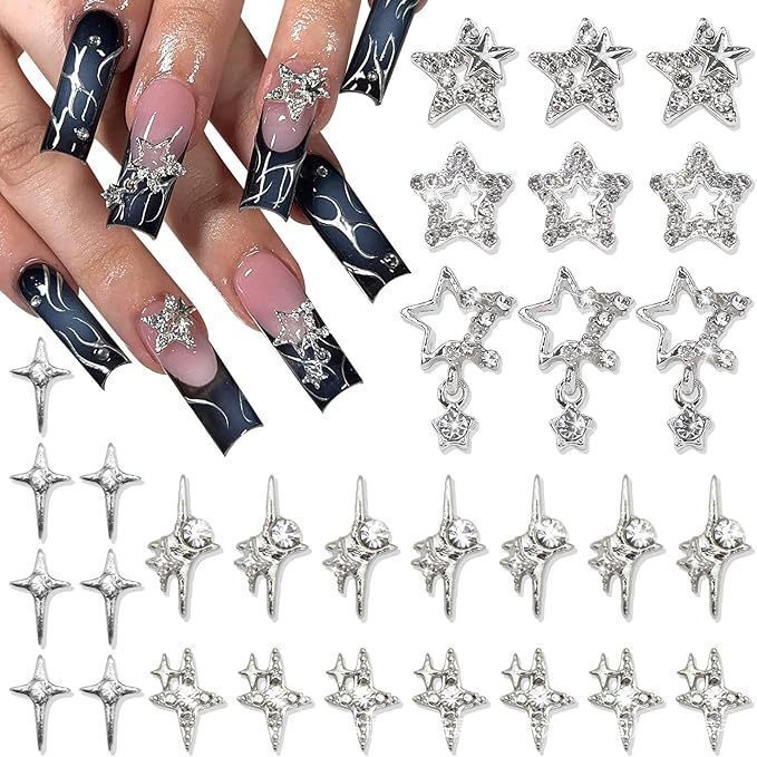 Star pendant nail ornaments cross-border hot sale four star manicure diamond alloy nail ornaments small accessories wholesale