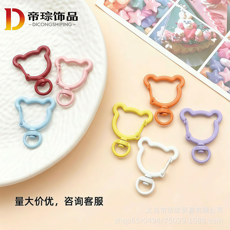 New Colorful Zinc Alloy Painted Bear Spring Clasp Cute Shaped Keychain Handmade Jewelry Accessories Wholesale