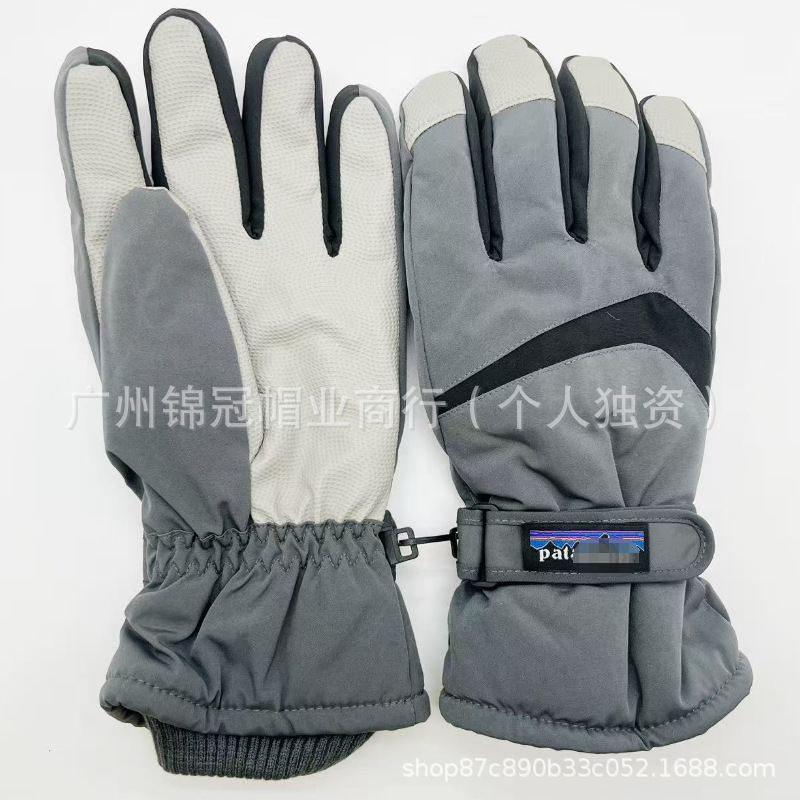 Cross-Border Ski Gloves, Winter Warm for Men and Women, Cycling, Velvet, Thickened, Windproof, Coldproof, Water-Repellent, Touch Screen, Portable