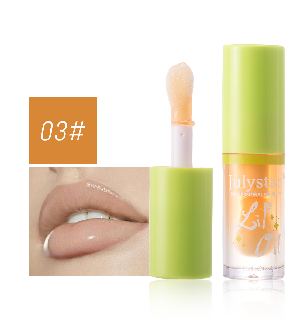 Julystar Hydrating Head Brush Lip Gloss Mirror Moisturizing Hami Melon Lip Oil 4-bottle Set Wholesale Makeup undefined