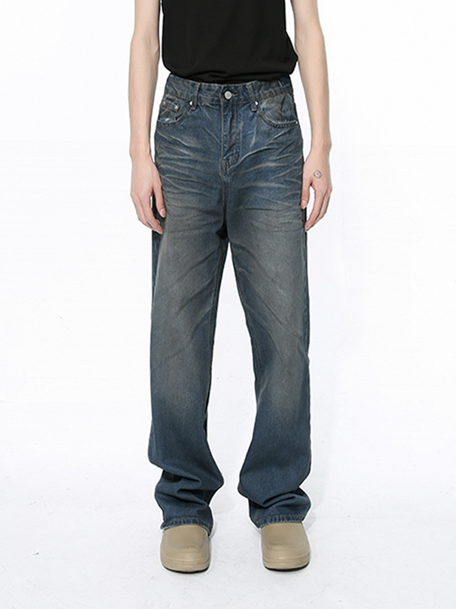 Mtlclothes ropa de Hombre | 2024 primavera nueva American High Street Vibe estilo cepillado arrugado diseño jeans