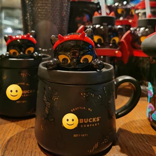 Одноразовая доставка Starbucks серия водная чашка, серия на Хэллоуин, котенок с черной крышкой, керамическая кружка