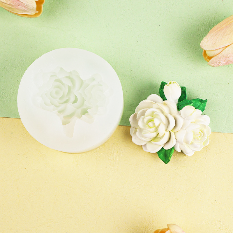 Gardenia epoxi decoración molde de silicona coche aromaterapia yeso decoración molde hecho a mano fondant chocolate para hornear