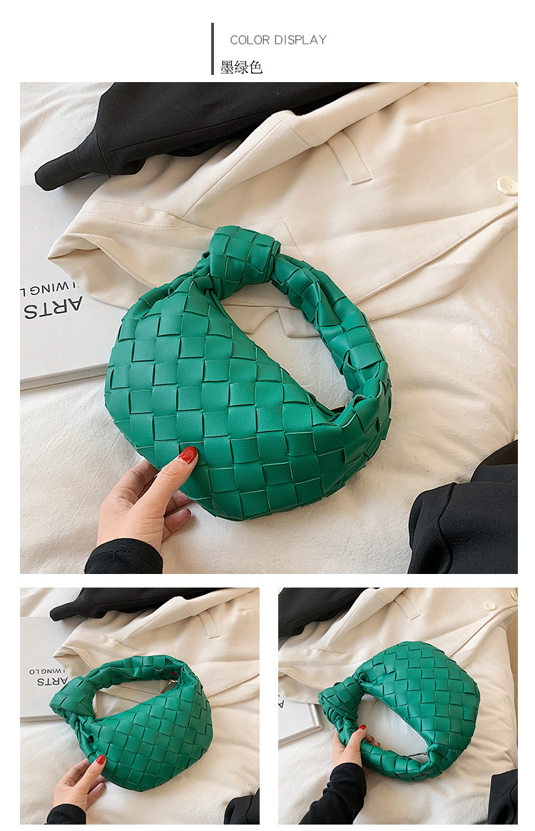 Solid Color Woven Knot Portable Croissant Bag Wholesale Nihaojewelry display picture 26