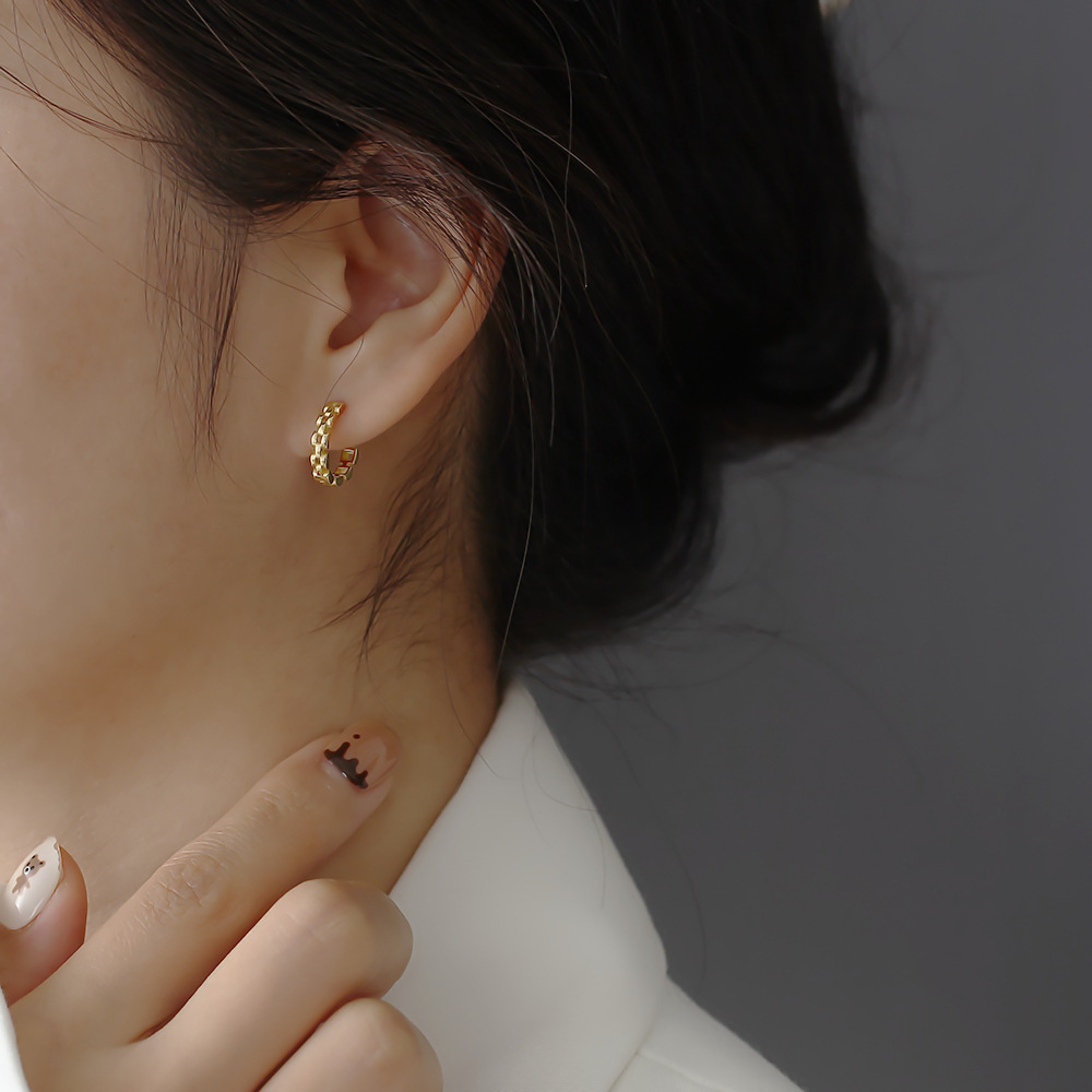 Fashion Geometric Silver Earrings Hollow Out 925 Silver Earrings