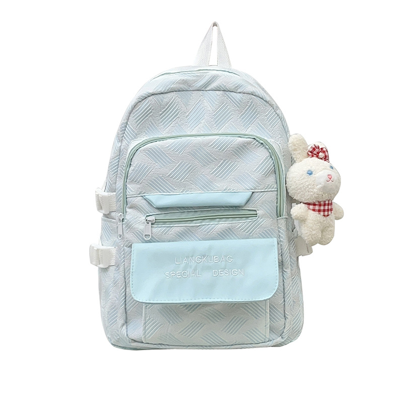 Mochila Nueva de Primavera 2025, Fresca y Dulce, Mochila Informal de Nailon a Rayas con Letras, Informal y a la Moda