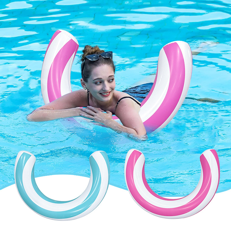 Large Buoyancy Portable Arc-Shaped Striped Float for Summer Water Play, Eco-Friendly Thickened Pvc Inflatable Swimming Float for Adults