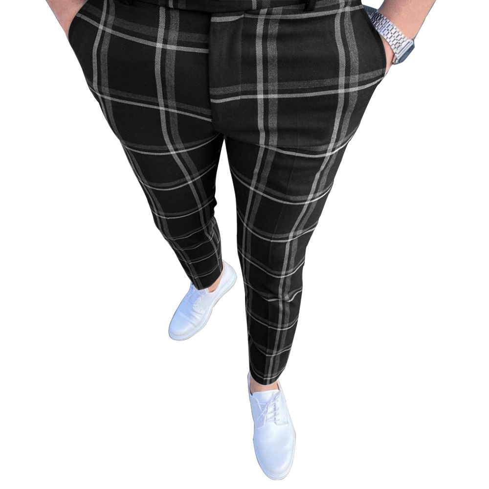 Spring New High Waist Suit Pants Men Fashion England Style Plaid Business Casual Trousers Mens Slim Fit Formal Pants Man_voghion.com