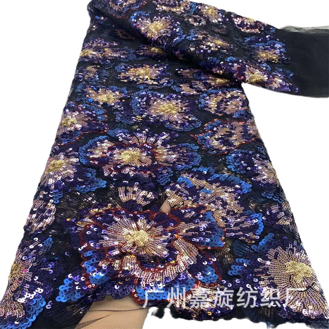 Nuevo estilo chino flores bordadas tridimensionales tela de encaje red red rosa brindis cheongsam vestido de tela de paño