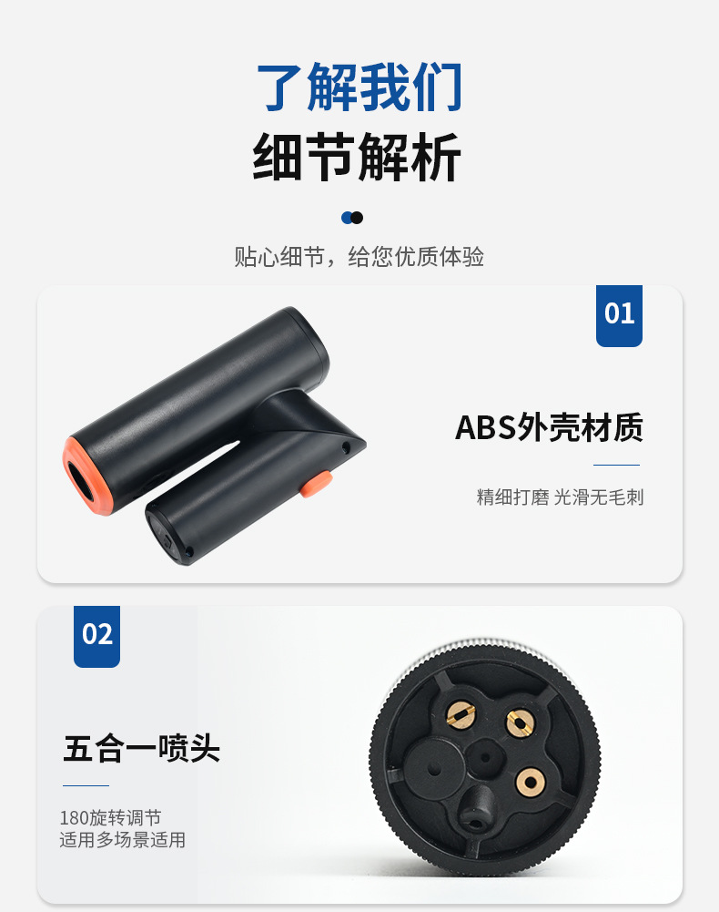 New foldable water gun, mini portable water gun, mini car washer, household wireless high-pressure water gun, wholesale with power display