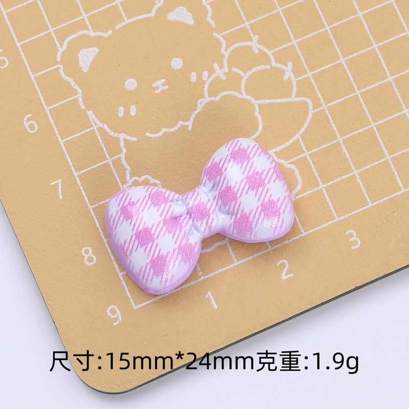 格纹小领结卡通可爱手工diy饰品配件发夹材料包奶油胶树脂小配件|undefined