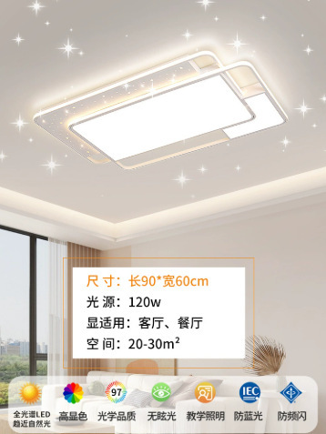 2025新款客厅吸顶灯主灯现代简约卧室大气奶油风星空中山全屋灯具|undefined