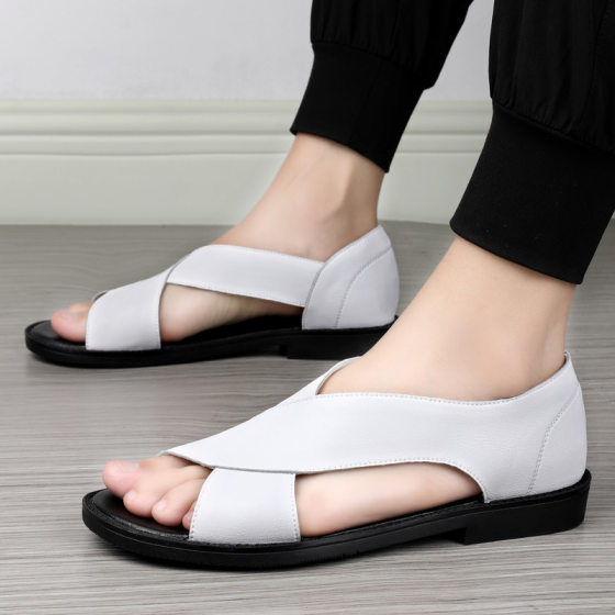 Cross-border Men's Leather Sandals Men's Cowhide New Casual Men's Shoes Summer Outer Wear Roman Shoes Soft Sole Non-slip Beach Shoes