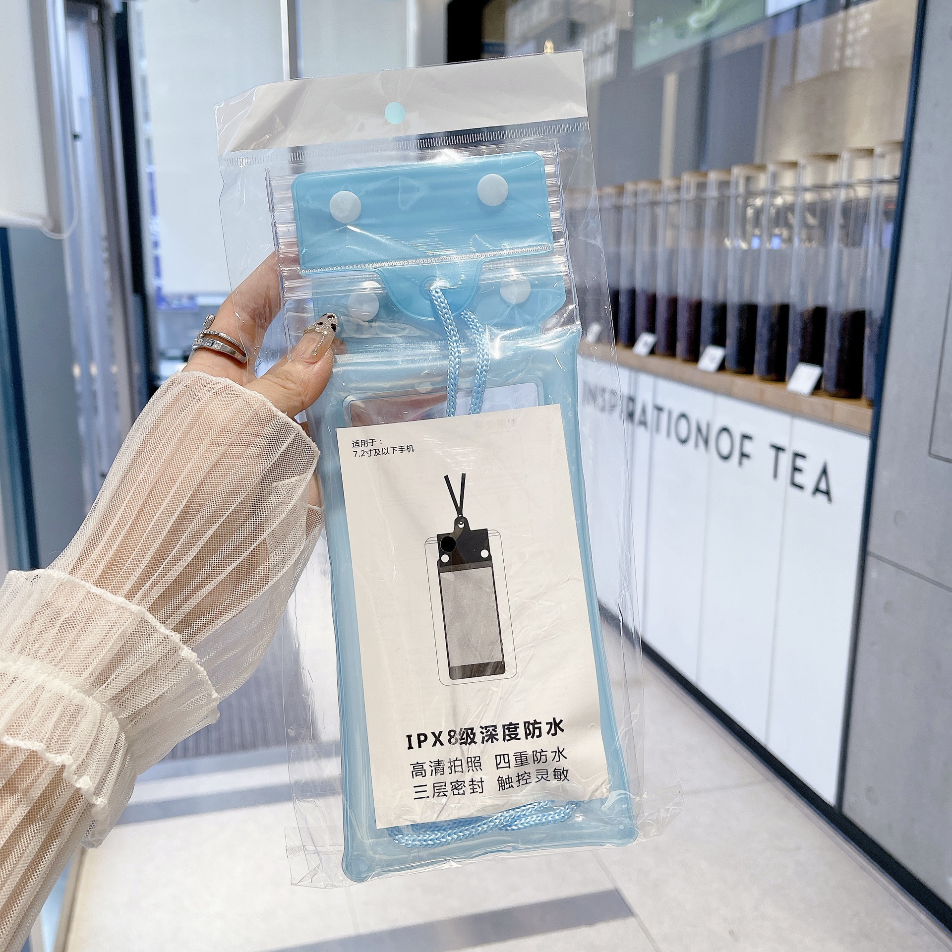 简约手机防水袋批发斜挎挂绳外卖专用手机袋通用可触屏游泳潜水套