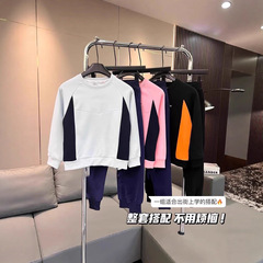 中大童25年秋季新款男女同款圆领舒适运动风插肩卫衣套装092705